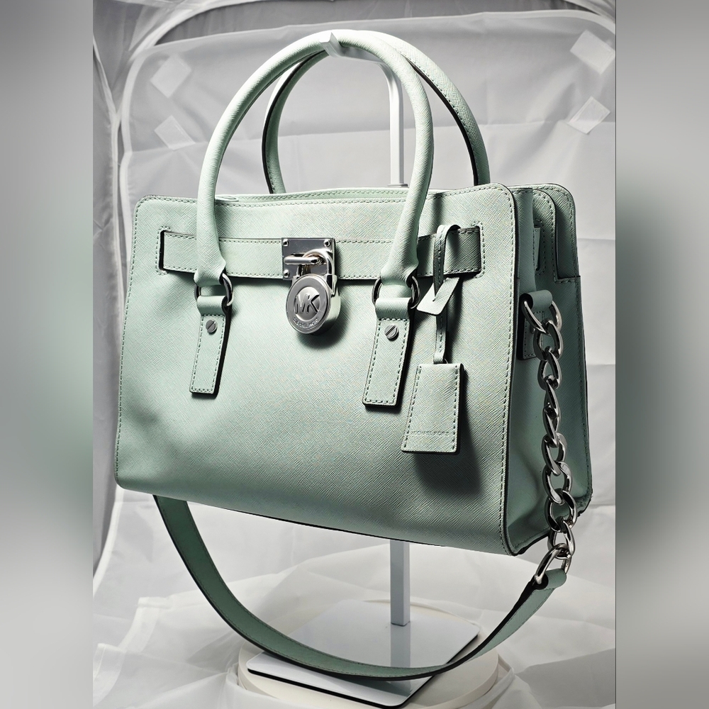 Michael Kors Medium Hamilton East West Saffiano Leather Bag & Silver Hardware